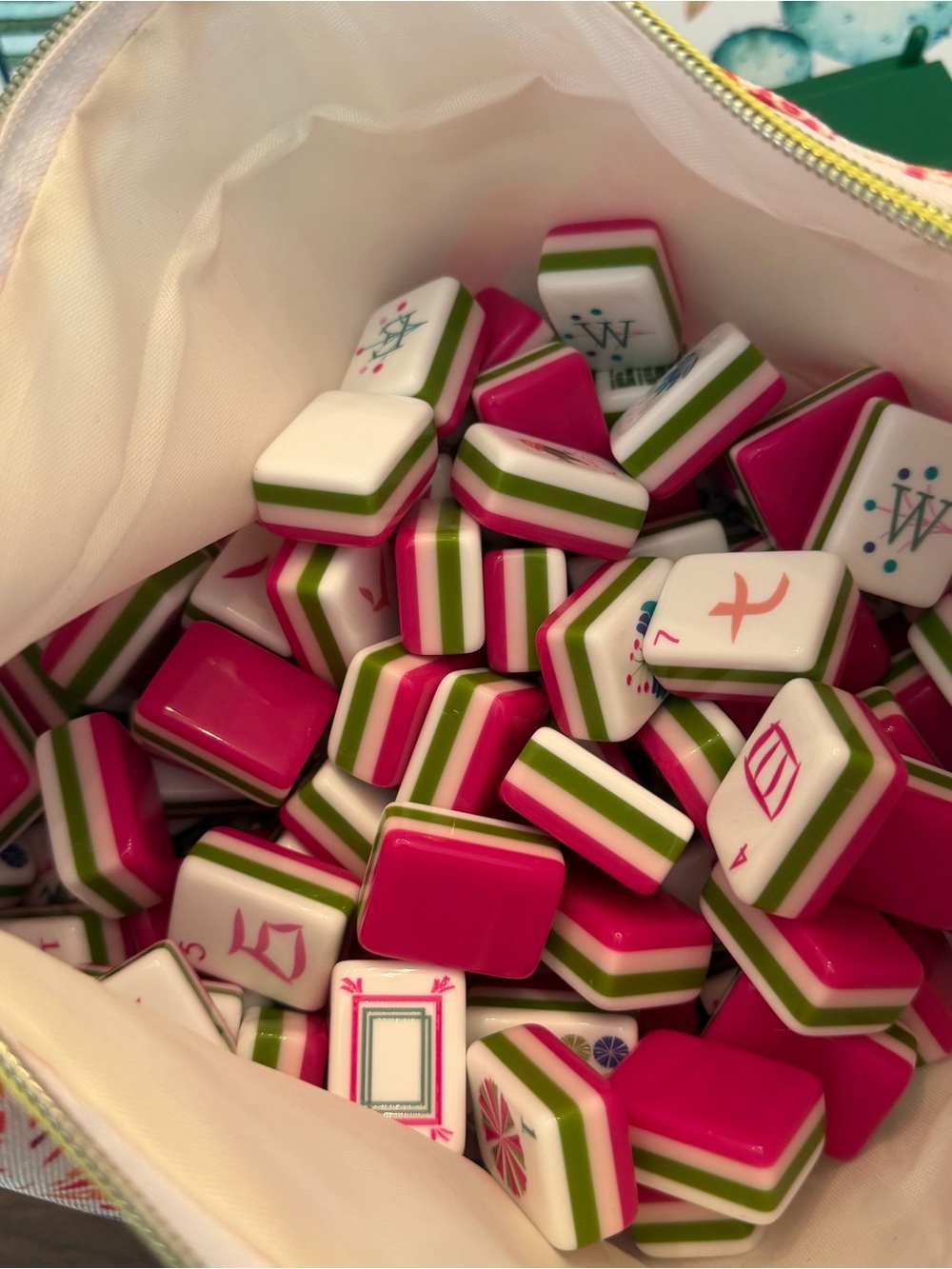 Pink and White Cactus Mahjong MAT ONLY - Picture 12 of 14